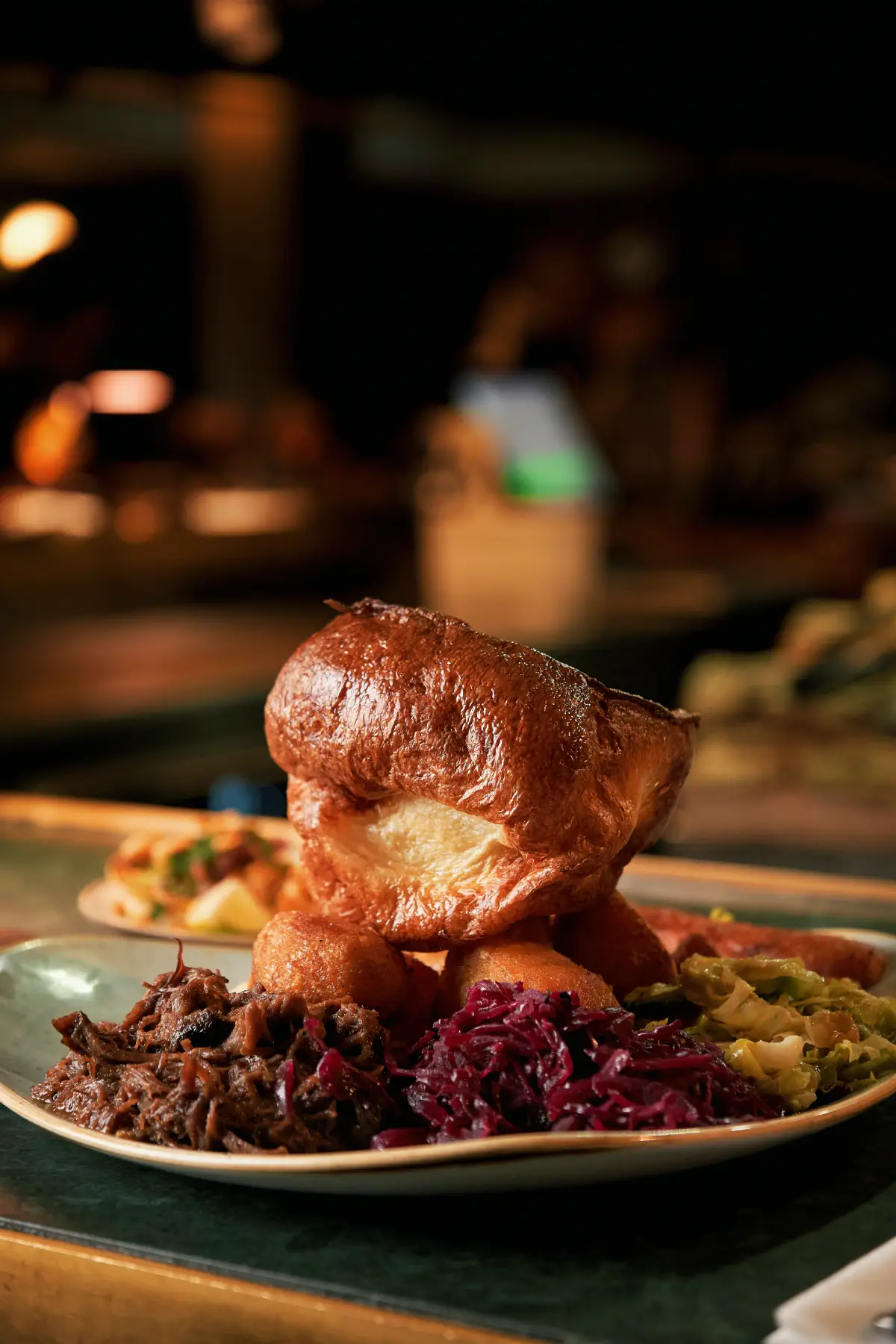 Sunday roast beef with Yorkshire pudding at temper
