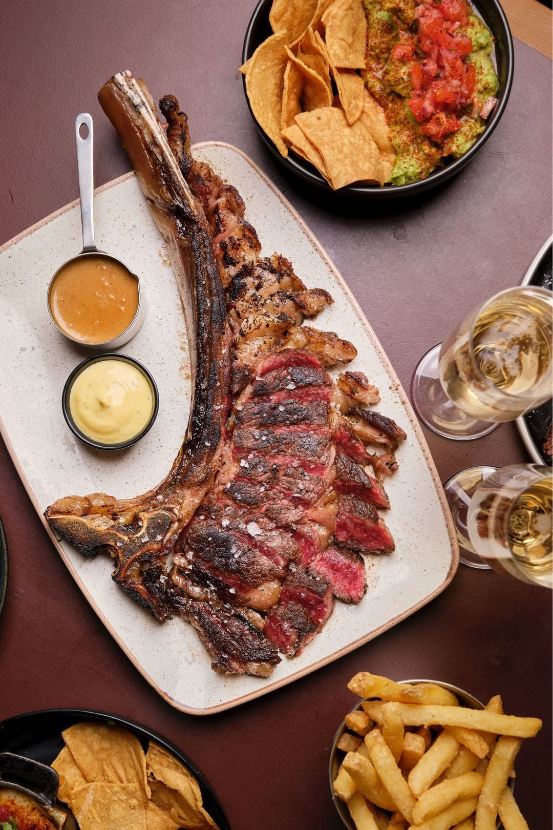 Rare-breed steak plated at temper