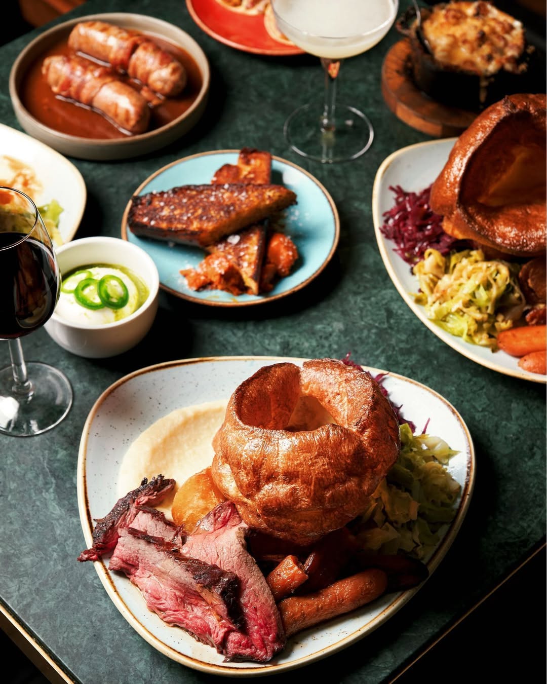 Sunday roast with giant Yorkshire at temper